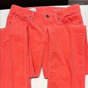 GAP Vibrant Coral Corduroy 5 pocket Trousers, size 28 X 31